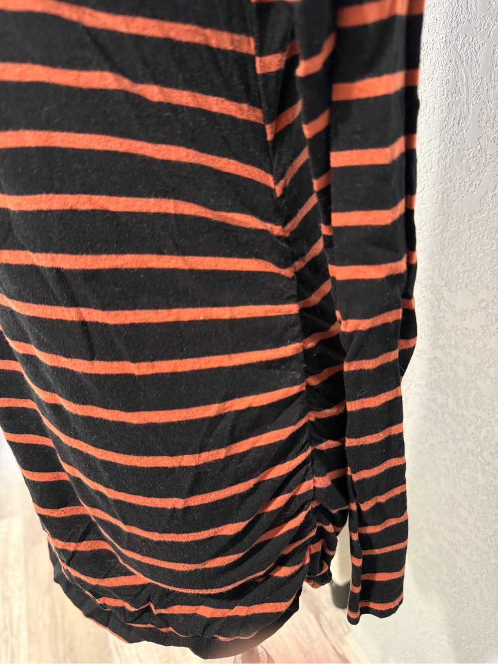 Isabel Maternity Medium Black Orange Stripe Long Sleeve Top Stretch Fall Basic - Picture 4 of 8